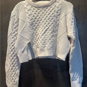 Future Collective White Cable Knit Sweater